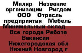 Маляр › Название организации ­ Ригдом, ООО › Отрасль предприятия ­ Мебель › Минимальный оклад ­ 1 - Все города Работа » Вакансии   . Нижегородская обл.,Нижний Новгород г.